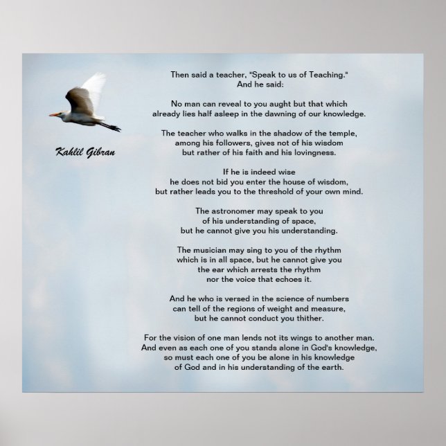Teaching by Kahlil Gibran Poster (Front)