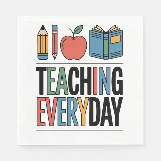 Teaching Everyday Colourful Teacher Ar Napkin (Front)