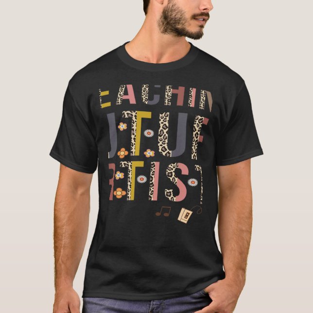 Teaching Future Artists Cute Leopard Print Teacher T-Shirt (Front)