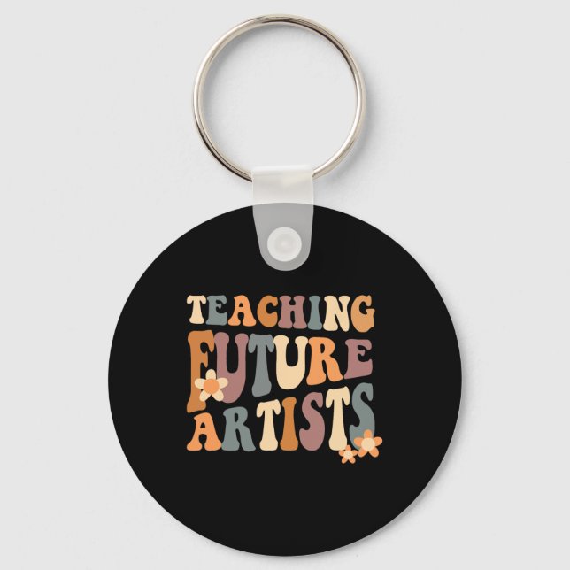 Teaching Future Artists Retro Teacher Students Wom Key Ring (Front)