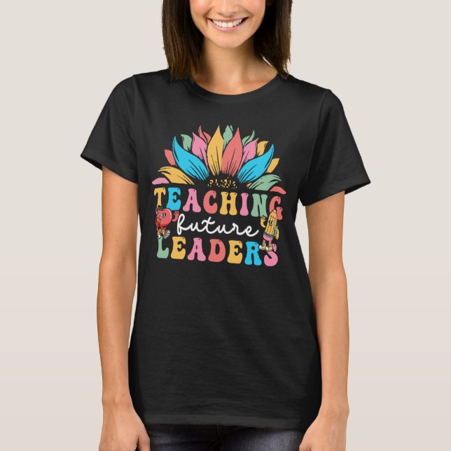 Teaching Future Leaders Groovy Sunflower T-Shirt (Front)