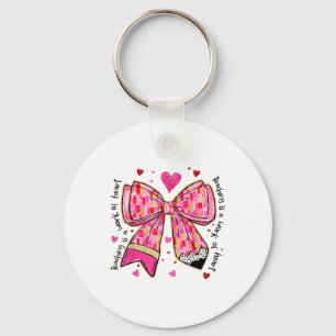 Teaching Is A Work Of Heart Pencil Bow Teacher Val Key Ring