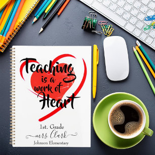 Teaching is a work of heart personalised planner