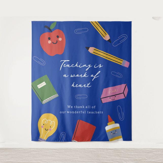 Teaching is a Work of Heart Personalised Teacher Tapestry (Front)