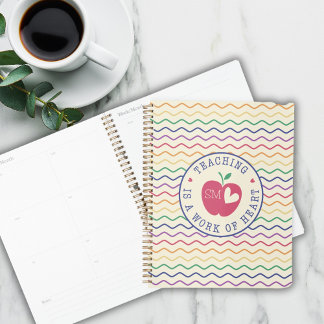 Teaching Is A Work Of Heart Rainbow Pattern Planner