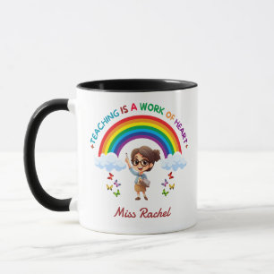 Teaching Is a Work of Heart Rainbow Teacher Coffee Mug