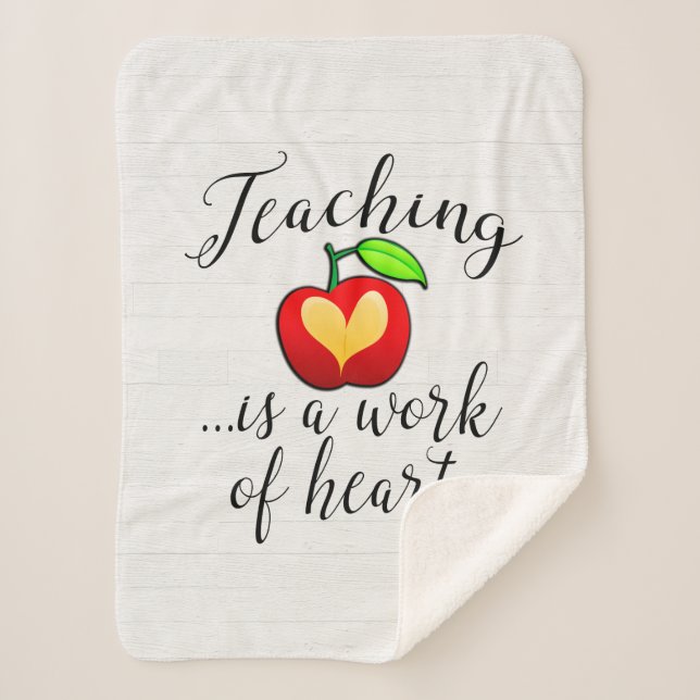 Teaching is a Work of Heart Teacher Appreciation Sherpa Blanket (Front)