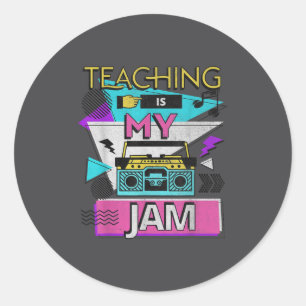 Teaching Is My Jam Funny Retro Teacher Back To Sch Classic Round Sticker