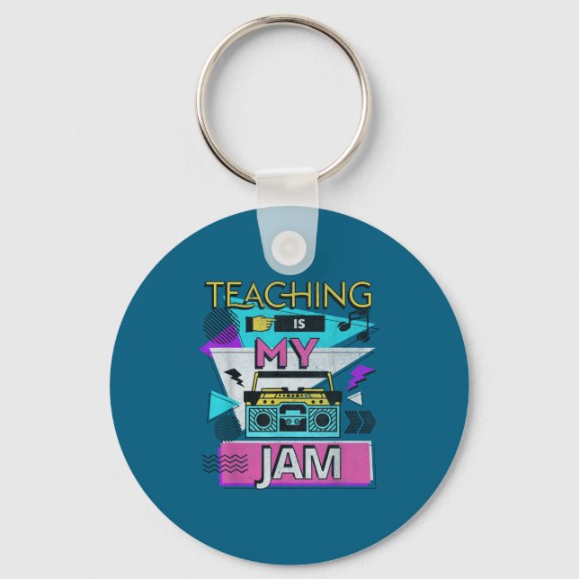 Teaching Is My Jam Funny Retro Teacher Back To Sch Key Ring (Front)