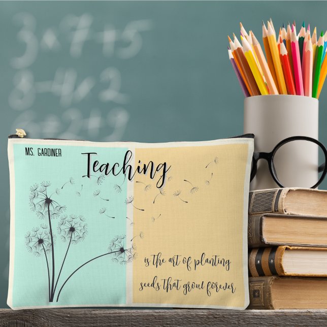 Teaching is Planting Seeds Lt. Green and Yellow Accessory Pouch (Creator Uploaded)