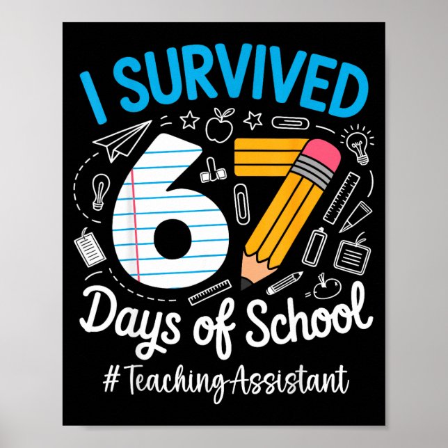 Teaching Istant Survived 67 Days Of School Humor D Poster (Front)