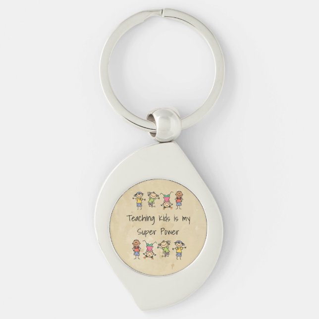 Teaching Kids is My Super Power Fun Quote  Keychai Key Ring (Front)