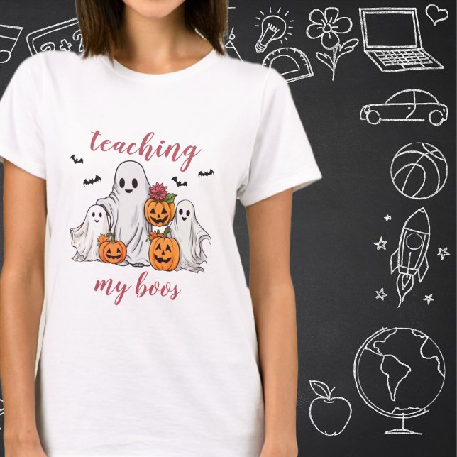 Teaching My Boos Halloween Teacher Homeschool Mum T-Shirt (Creator Uploaded)
