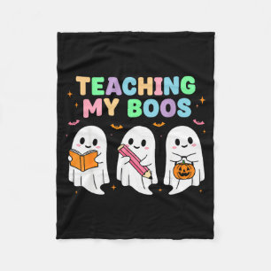 Teaching My Boos Soky Teacher Women Cute Ghost Fleece Blanket