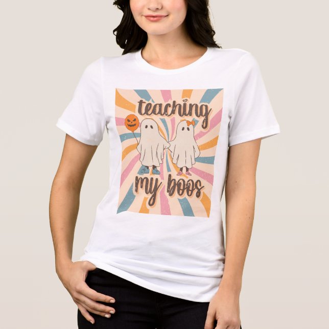 Teaching my boos Spooky Teacher Tri-Blend Shirt (Front)