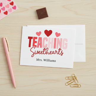 Teaching Sweethearts Custom Teacher Valentine  Card