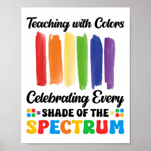 Teaching With Colours Spectrum Autism Teacher Awar Poster
