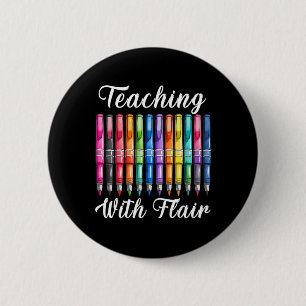 Teaching With Flair Preschool Teacher First Day Of 6 Cm Round Badge