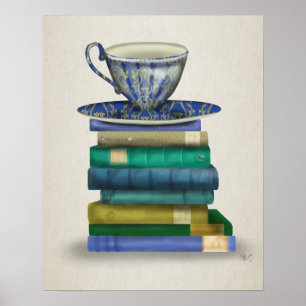Teacup and Books Poster
