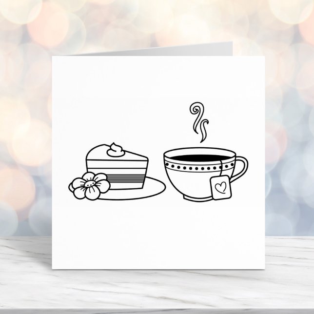 Teacup and Cake Self-inking Stamp (Creator Uploaded)