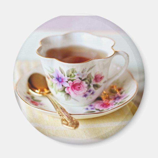 Teacup and Gold Teaspoon Magnet (Front)