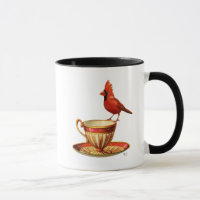 Teacup And Red Cardinal