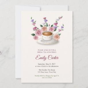 Teacup and Sweet Peas Bridal Tea Invitation