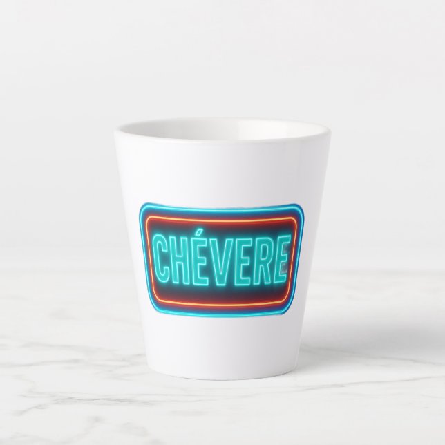Teacup Chevere Neon Design Latte Mug (Front)
