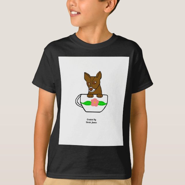 Teacup Chihuahua Boys Black Basic T Shirt (Front)