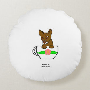 Teacup Chihuahua Round Throw Pillow