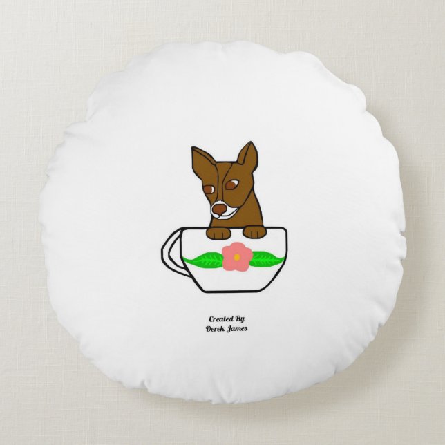 Teacup Chihuahua Round Throw Pillow (Front)