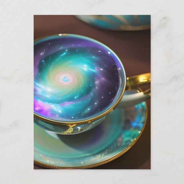 Teacup Filled With the Galaxy Postcard (Front)