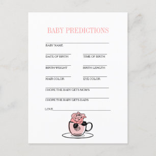 Teacup & Flowers Baby Shower Baby Prediction Game Announcement Postcard