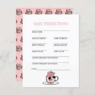 Teacup & Flowers Baby Shower Baby Prediction Game Invitation