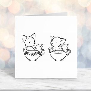 Teacup Foxes - Baby Animals in a Cup Self-inking Stamp