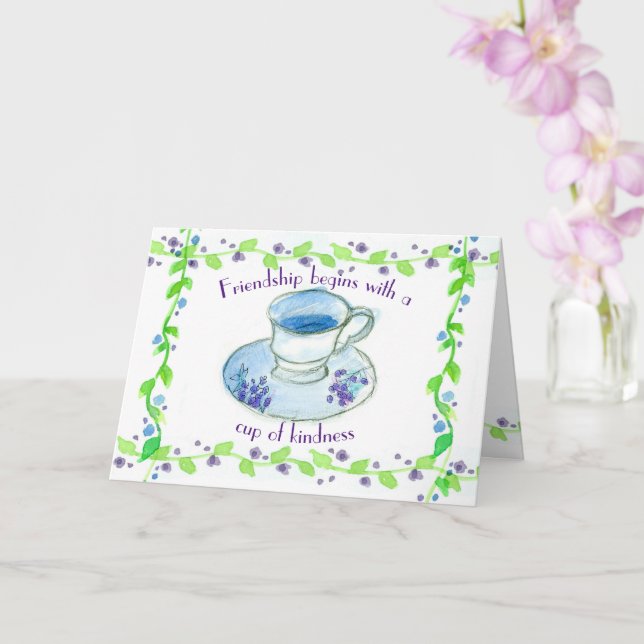 Teacup Friendship Begins With A Cup Of Kindness Card (Orchid)