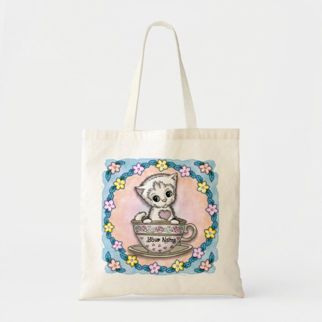 Teacup Kitten Cat Tote Bag (Front)