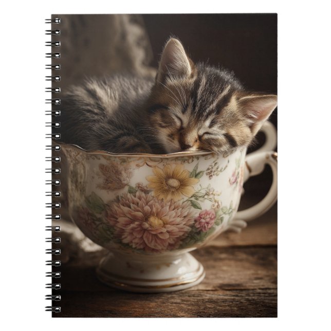 Teacup Kitten Spiral Notebook (Front)