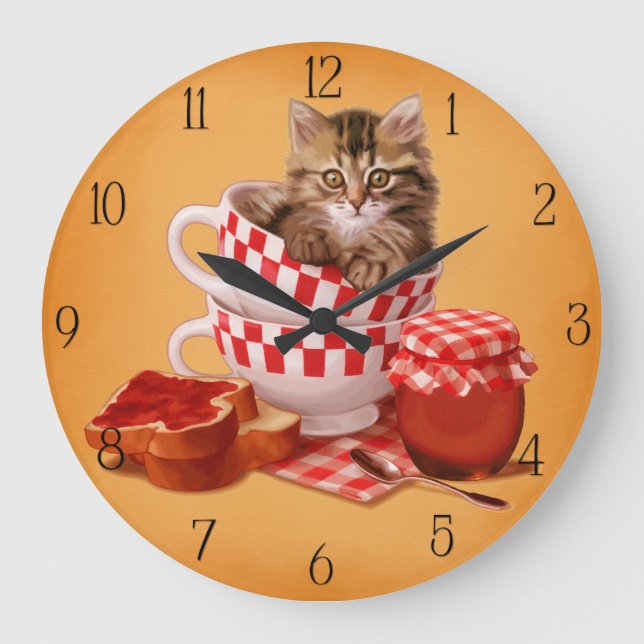 teacup kitty large clock (Front)