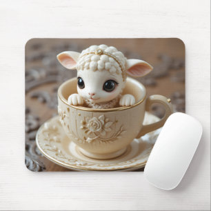 Teacup Lamb Carving Mouse Pad