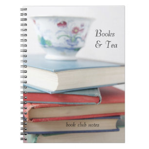 Teacup on book stack book club