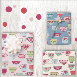 Teacup Pattern Wrapping Paper Sheet