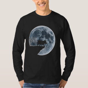 Teacup Pig Halloween Costume Moon Silhouette T-Shirt