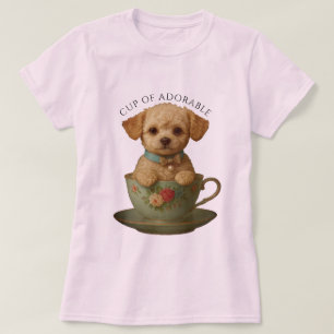 Teacup Poodle Adorable Puppy Dog Roses Cute Pet T-Shirt