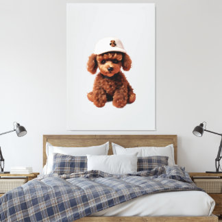 Teacup Poodle with Hat Canvas Print