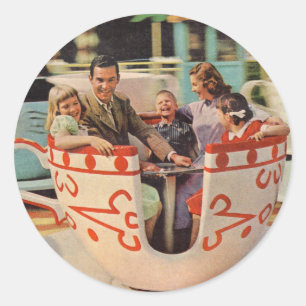teacup ride at the amusement park classic round sticker