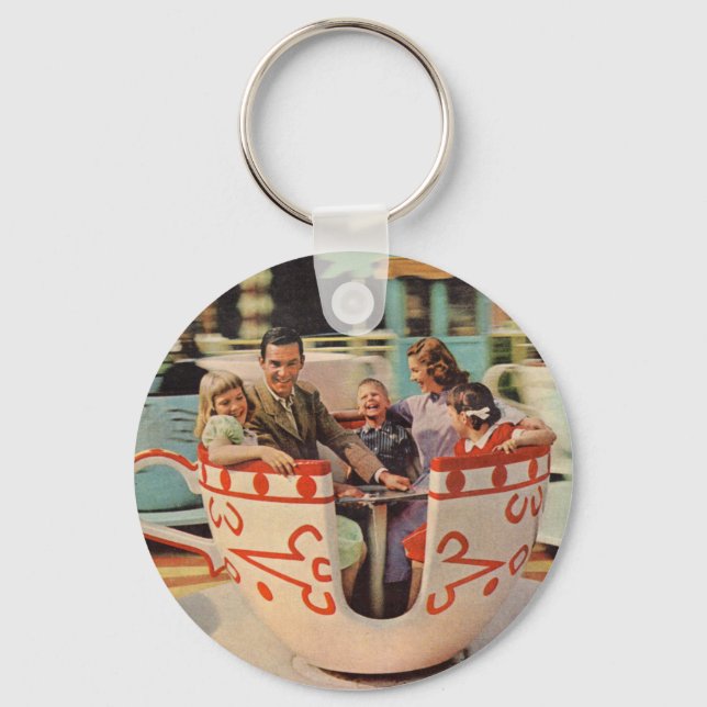teacup ride at the amusement park key ring (Front)