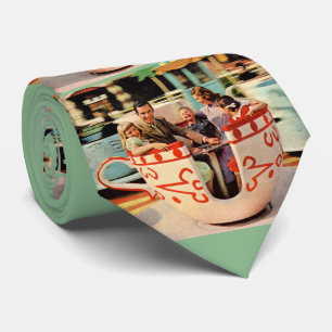 teacup ride print tie