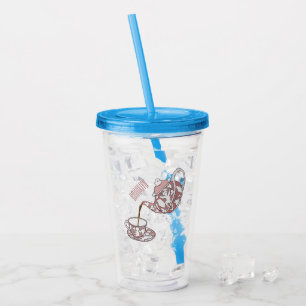 Teacup set cartoon illustration  acrylic tumbler