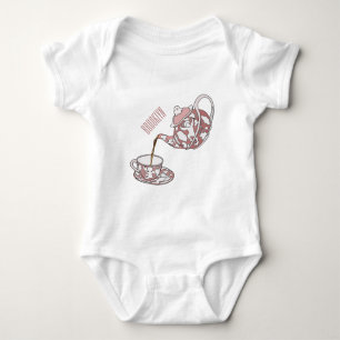 Teacup set cartoon illustration  baby bodysuit